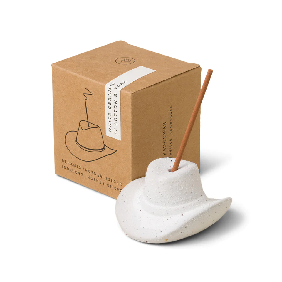 Cowboy Hat Incense Holder - White
