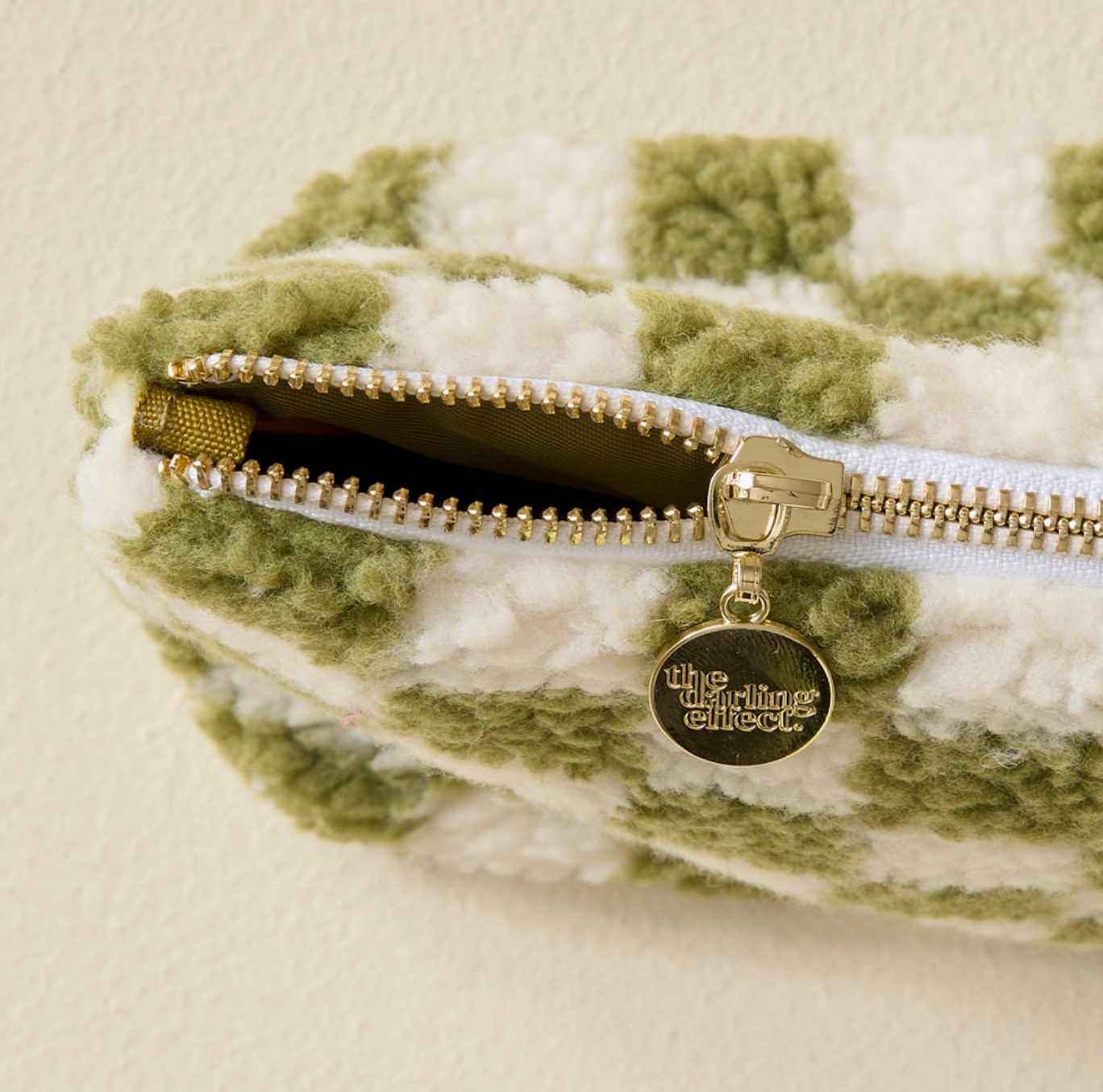 Checkered Green Teddy Pouch