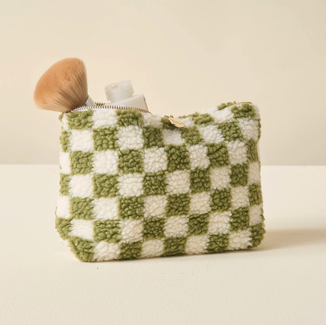 Checkered Green Teddy Pouch