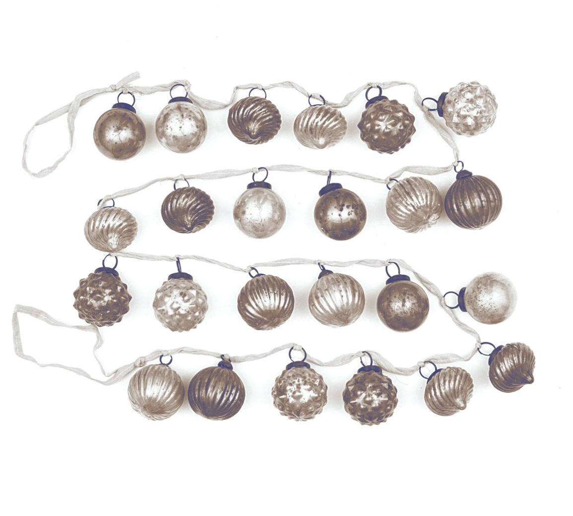 Embossed Mercury Glass Ornament Garland