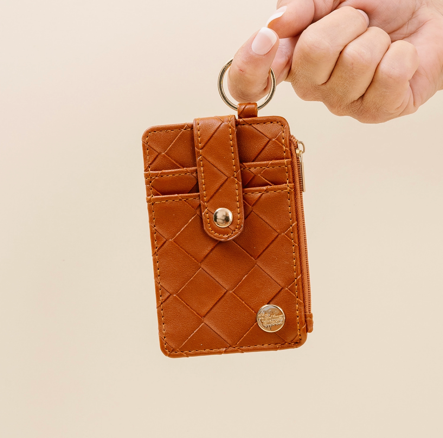 Keychain Wallet - Woven Cognac