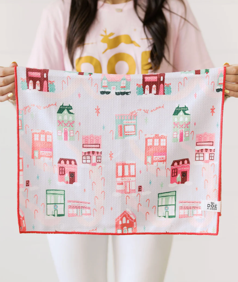 Christmas in the Village Waffle Towel