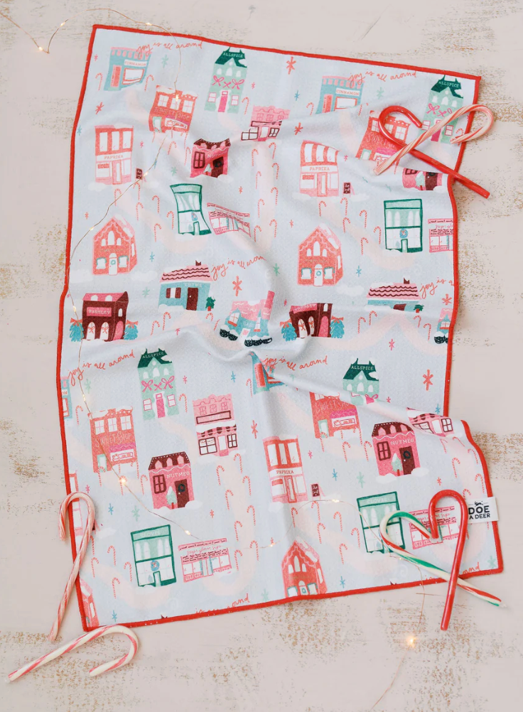 Christmas in the Village Waffle Towel