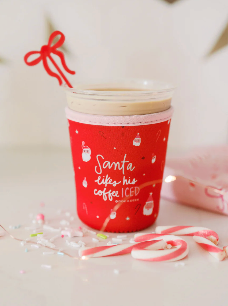 Santa Likes His Coffee Iced Drink Sleeve