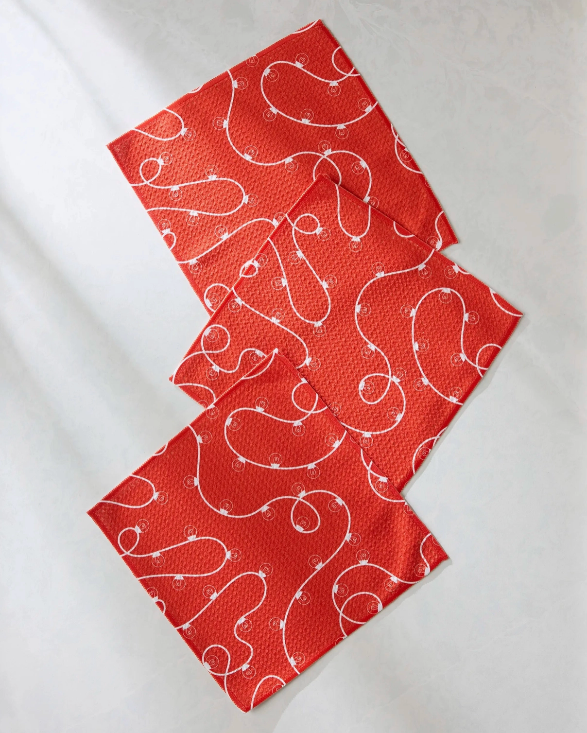 Red Holiday Lights Dishcloth Set