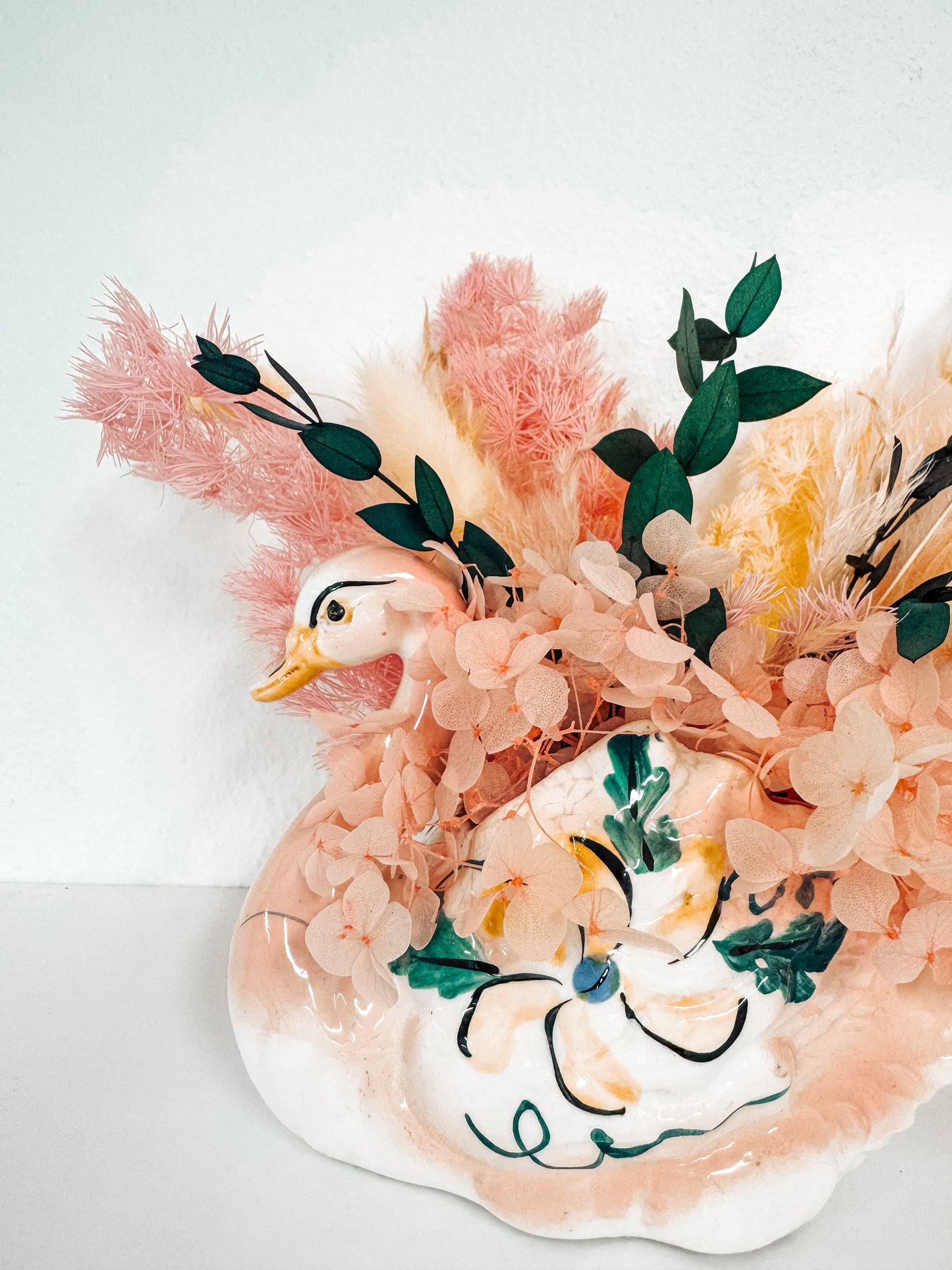 Pink + Yellow Swan Arrangement