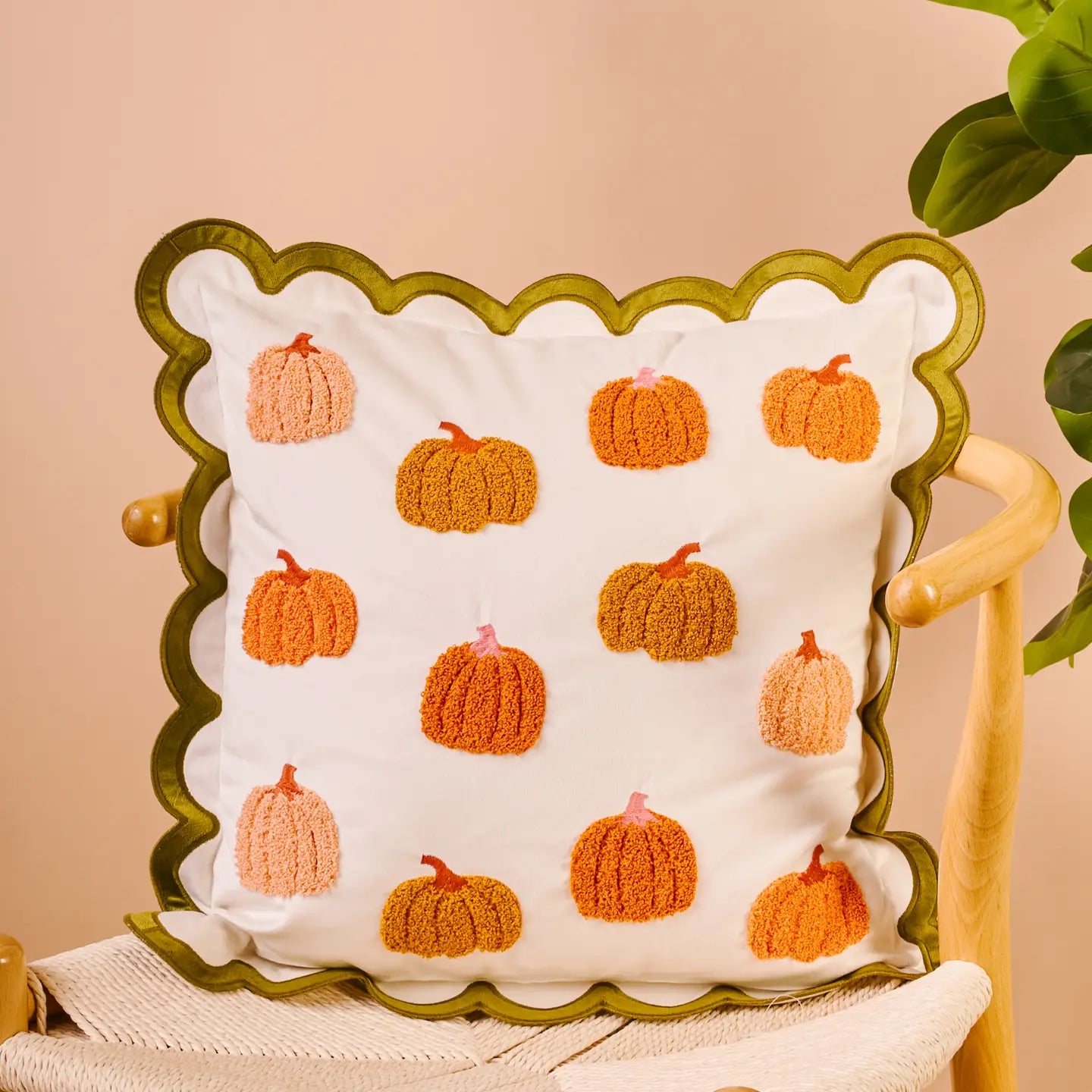 Scalloped Pumpkin Throw Pillow