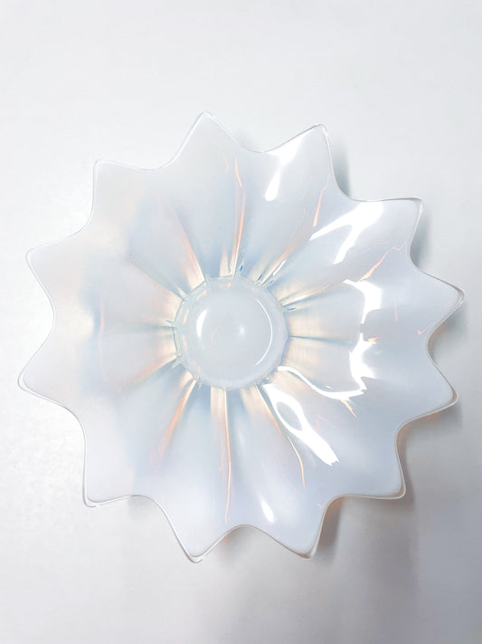Vintage Opalescent White Starburst Glass Plate