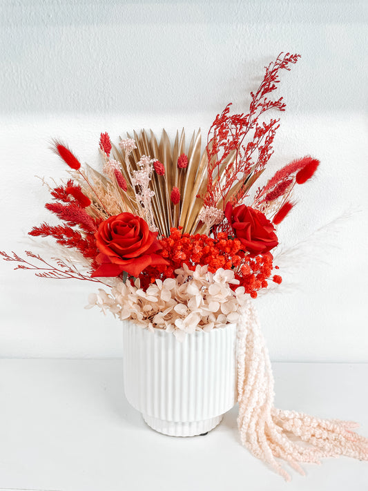 Red + Gold + Peach Arrangement