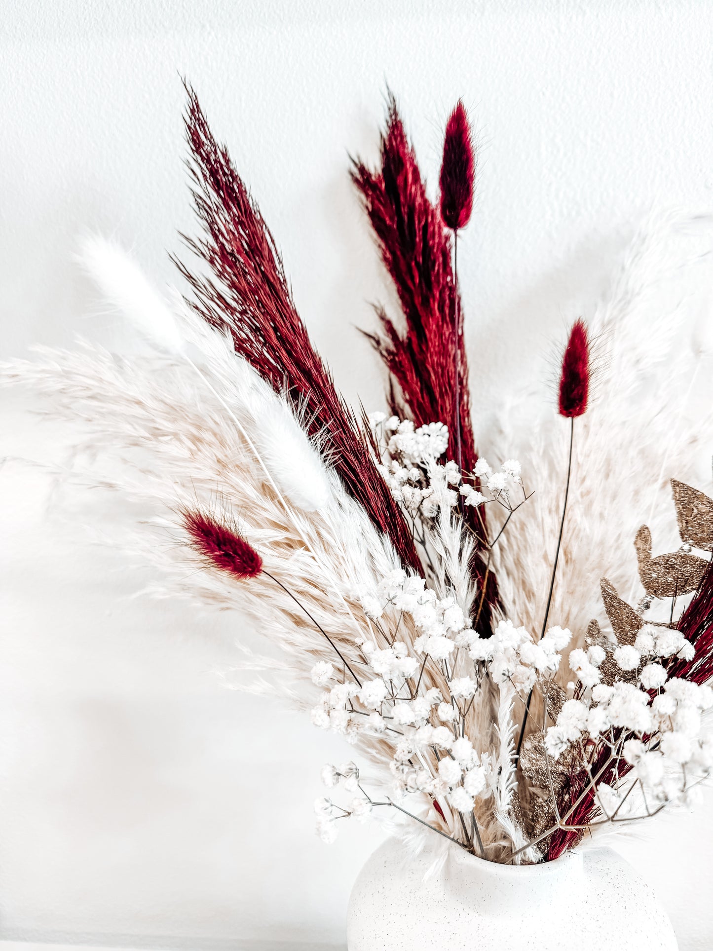 White + Burgundy Arrangement