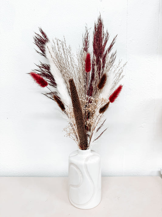 White + Burgundy + Brown Arrangement