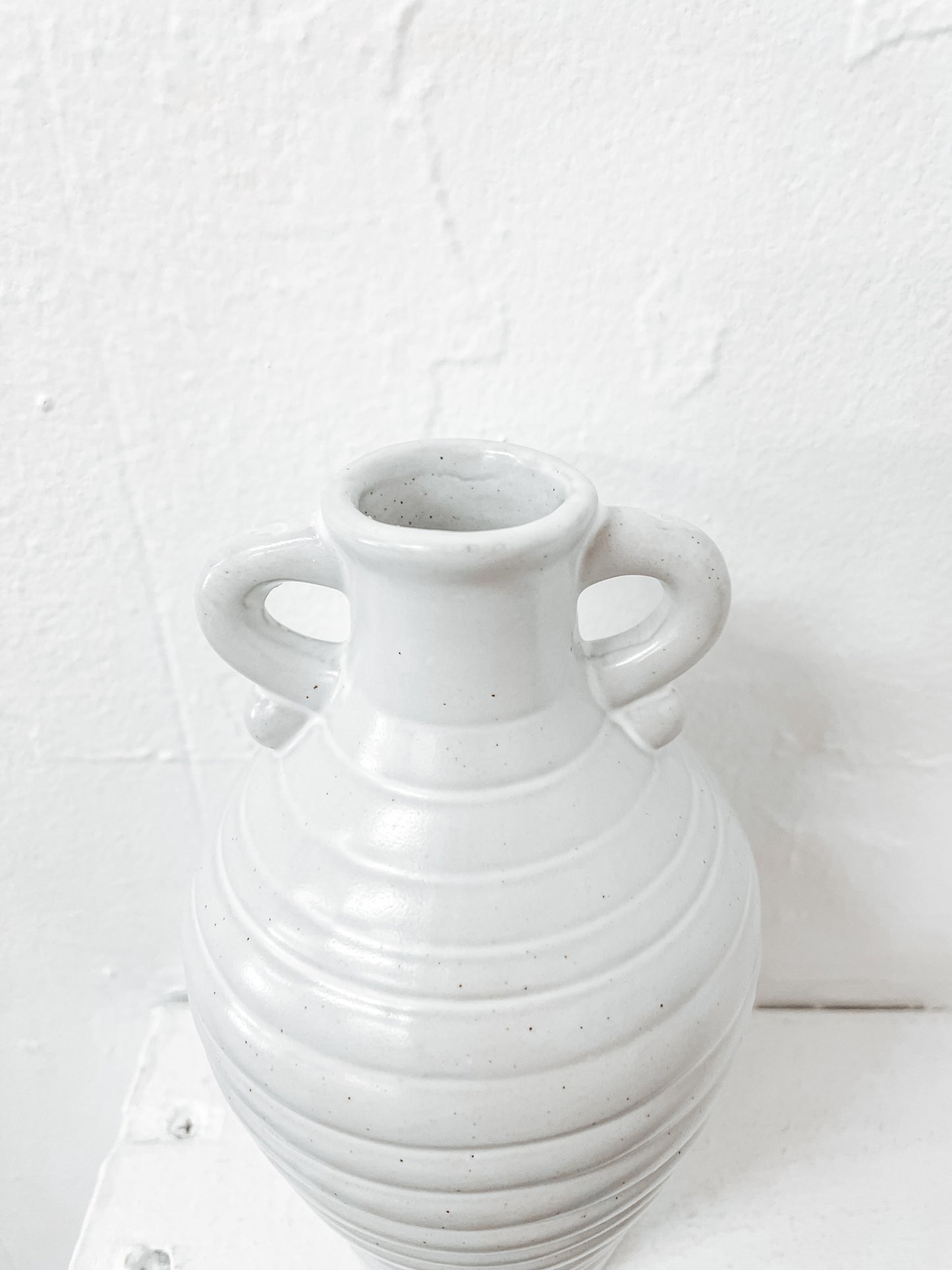 White Small Two Handle Vase