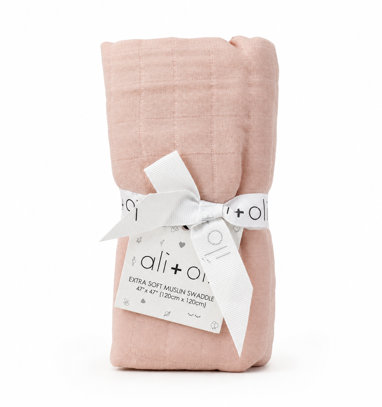 Bamboo Muslin Swaddle Baby Blanket - Soft Pink