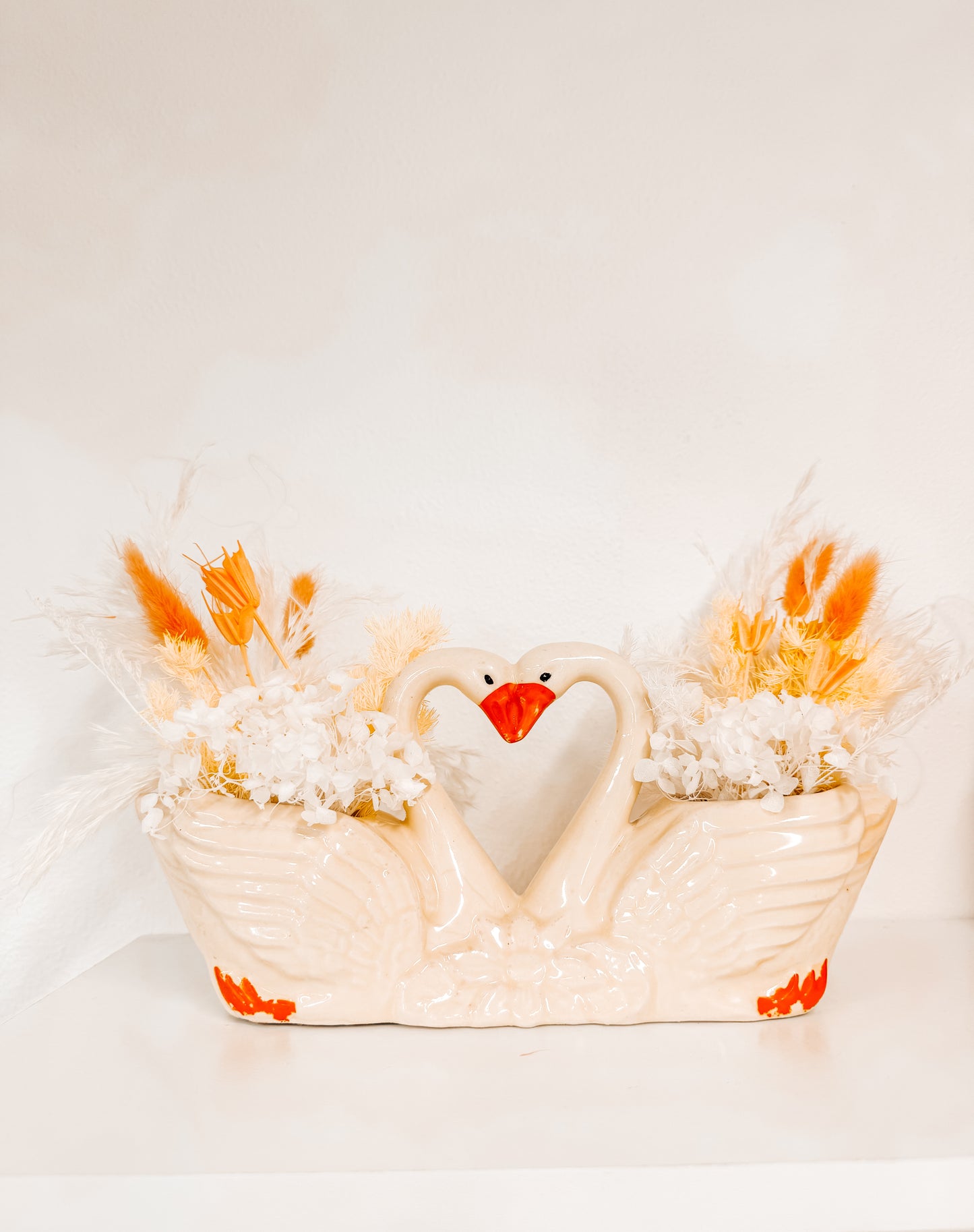 Vintage Double Swan Arrangement