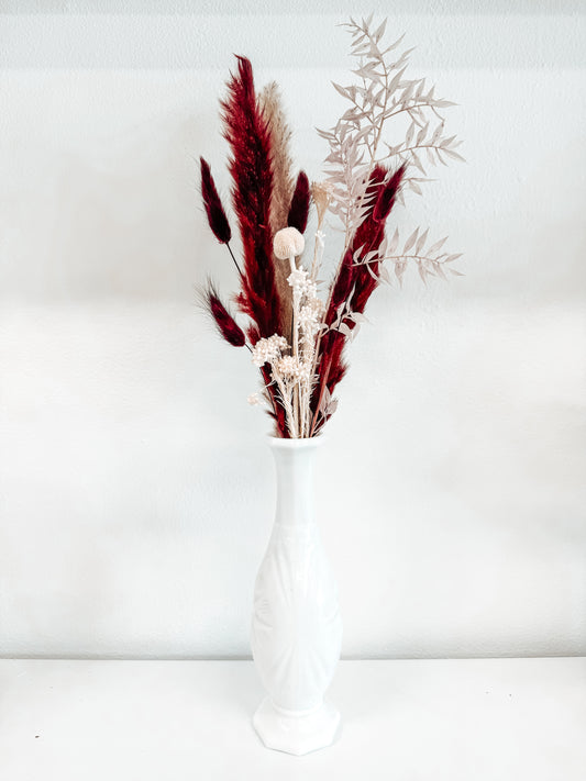 White + Burgundy Arrangement