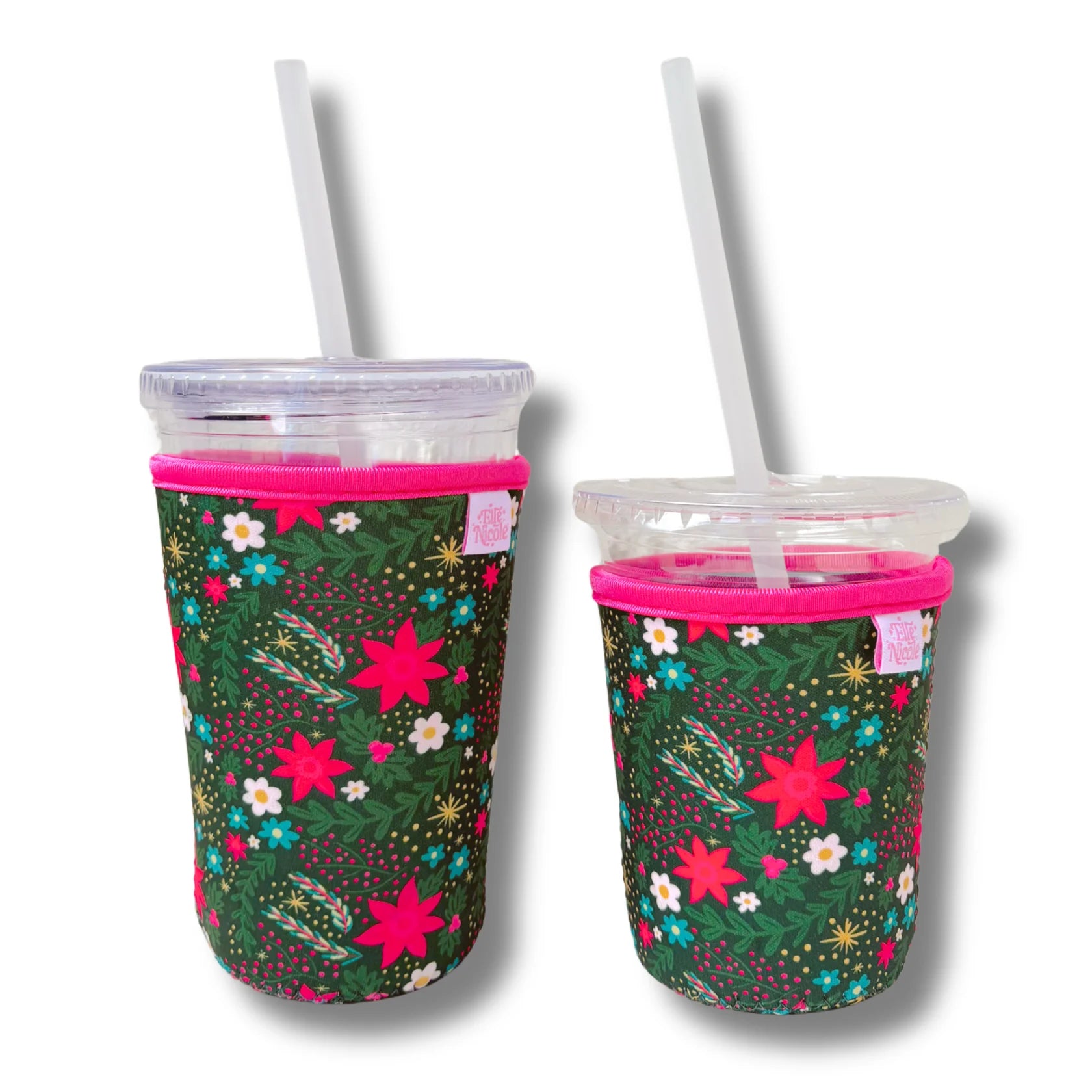 Holiday Poinsettia Print- Iced Drink Sleeve