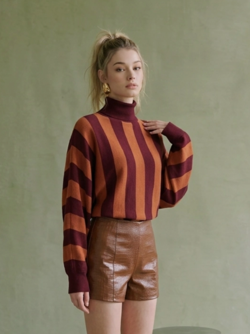 Striped Turtleneck Sweater