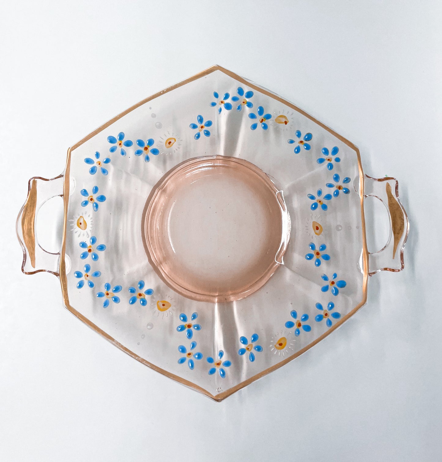 Vintage Handpainted Depression Glass Dish