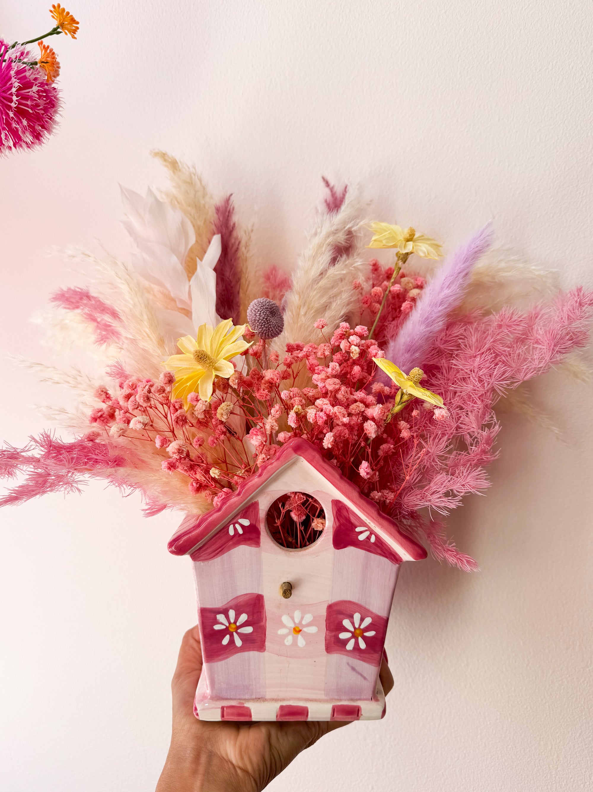 Pink + Purple Birdhouse Arrangement