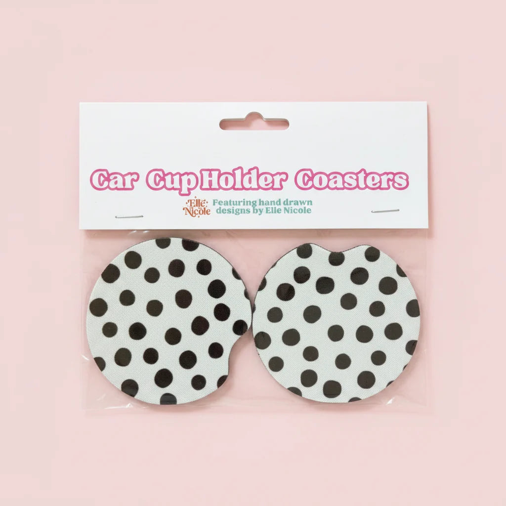 Brown Polka Dot Car Coasters