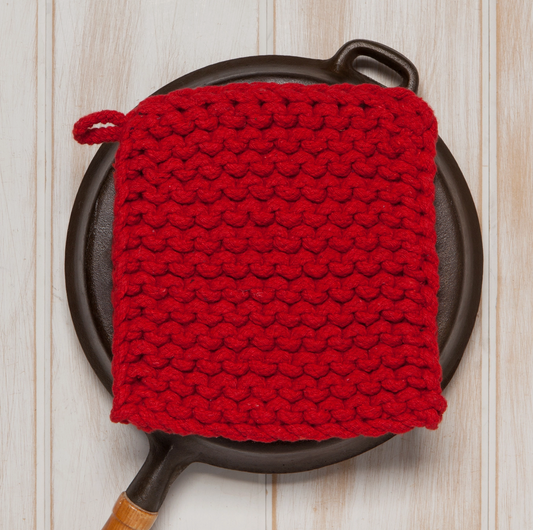 Red Knit Potholder