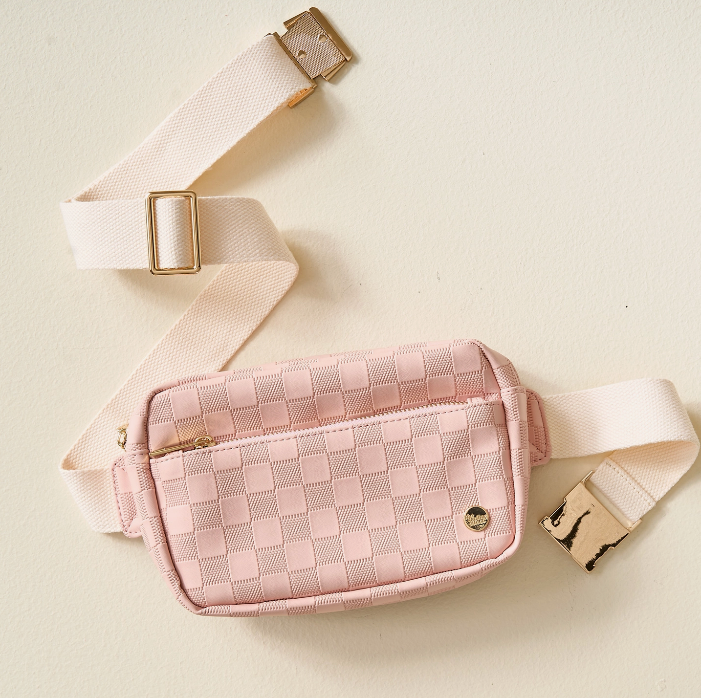 Blush Checkered Belt Bag