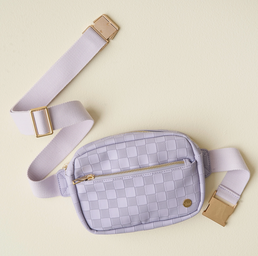Periwinkle Checkered Belt Bag