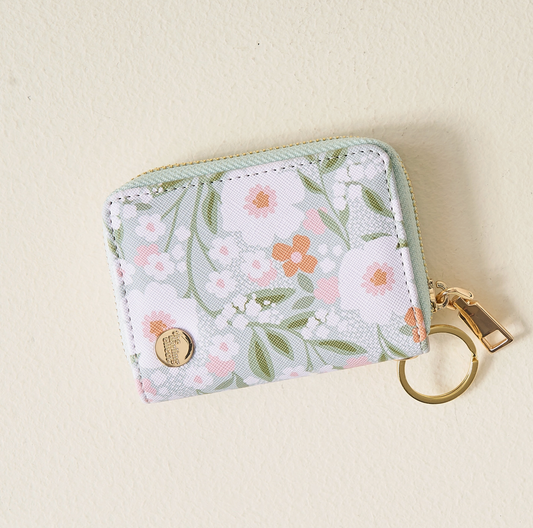 Sage Floral Zip Around Wallet