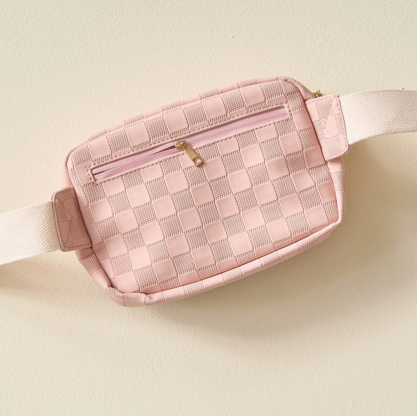 Blush Checkered Belt Bag