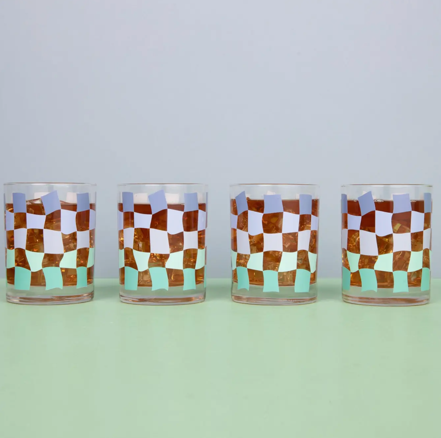 Peri Carnival Checkered Rocks Glass Set