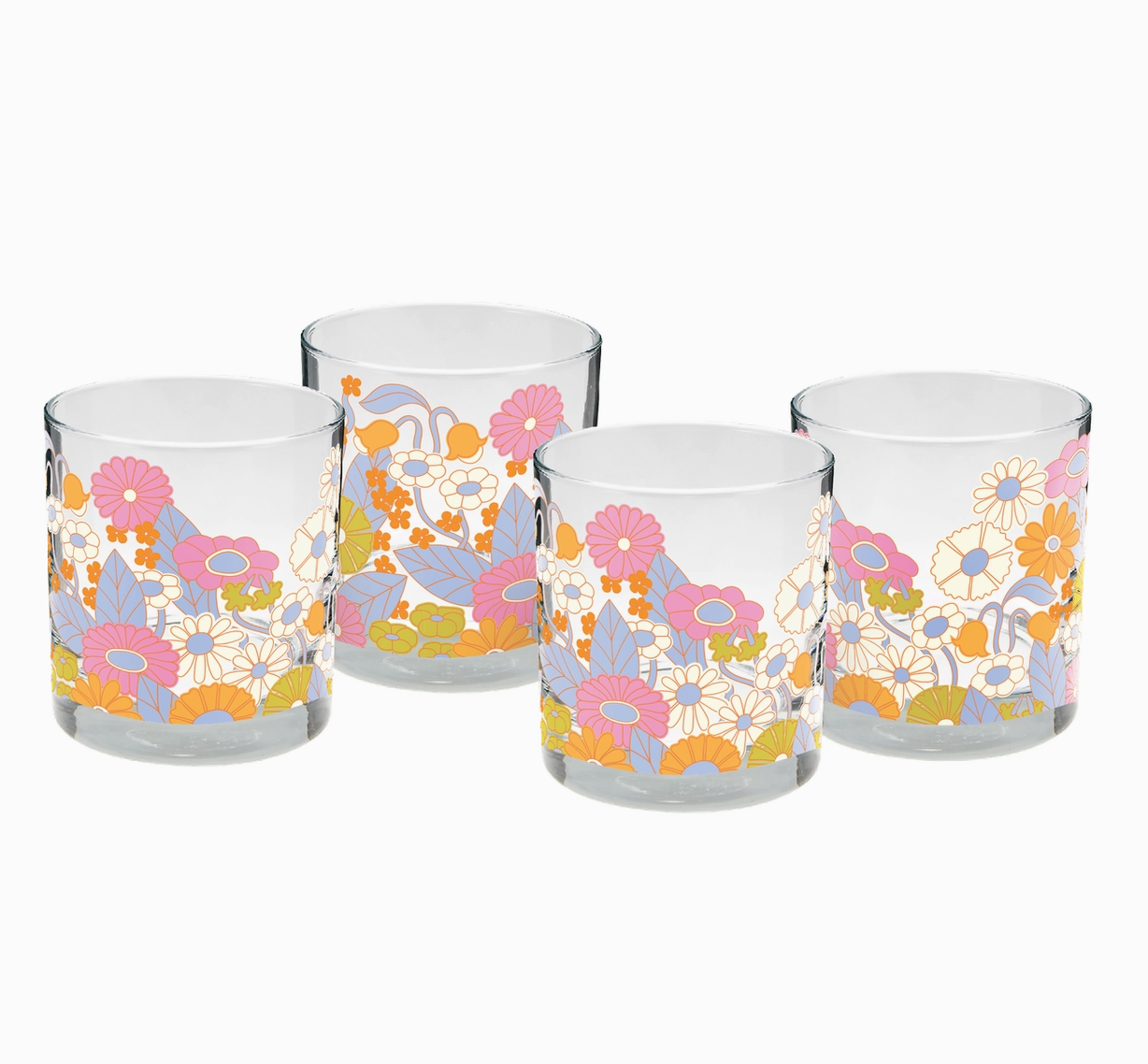 Gatherin Flowers Rocks Glass Set