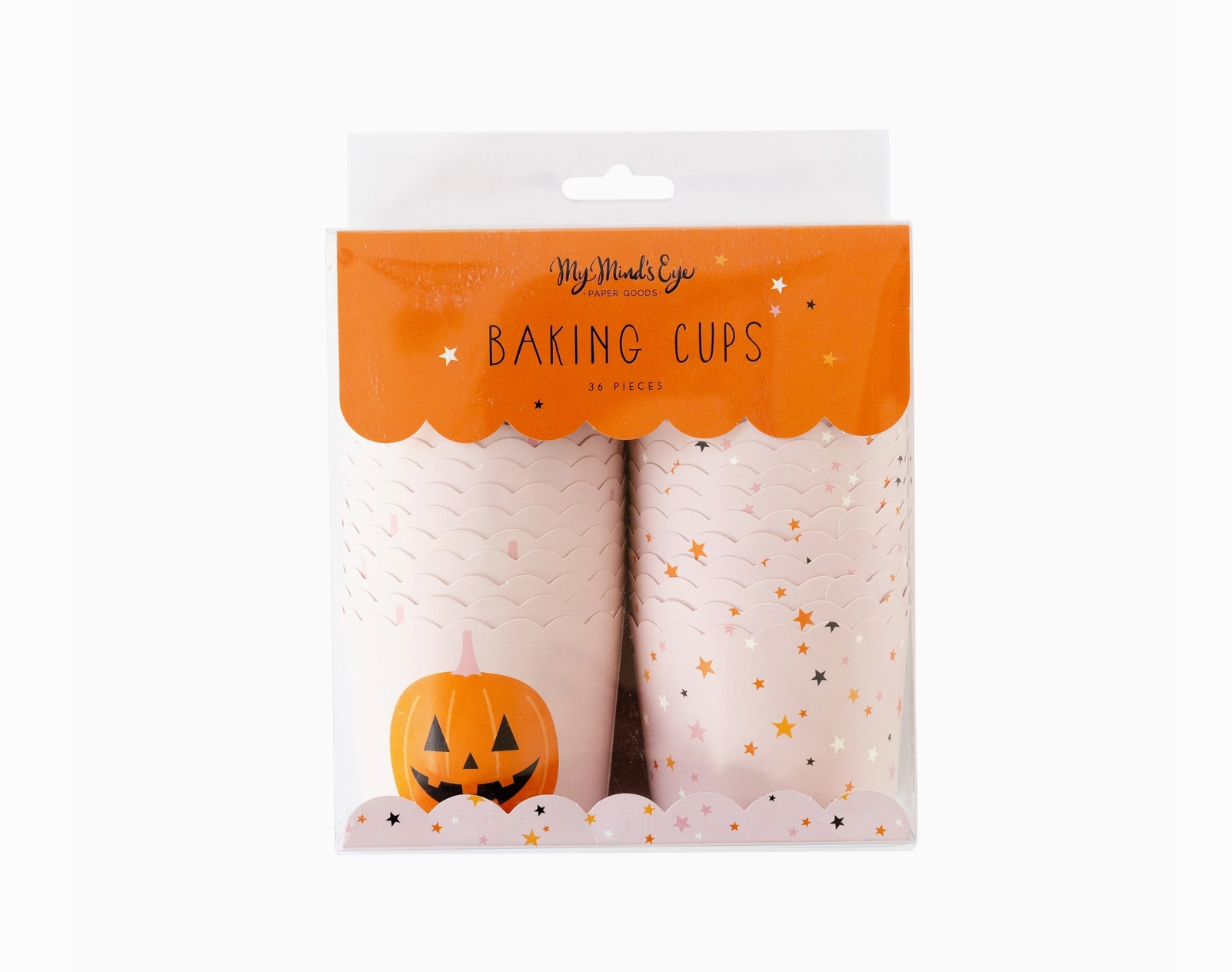 Jack-o-lantern + Pink Stars Baking Cups