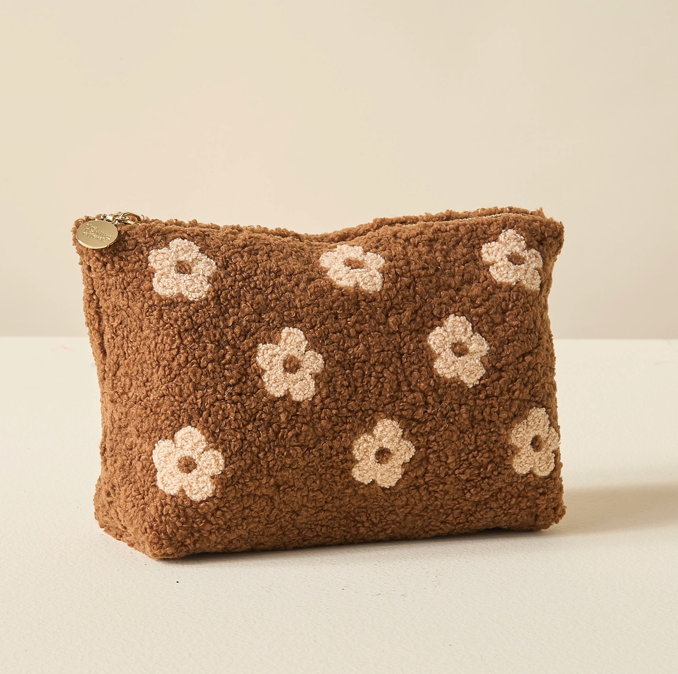 Brown Flower Teddy Pouch