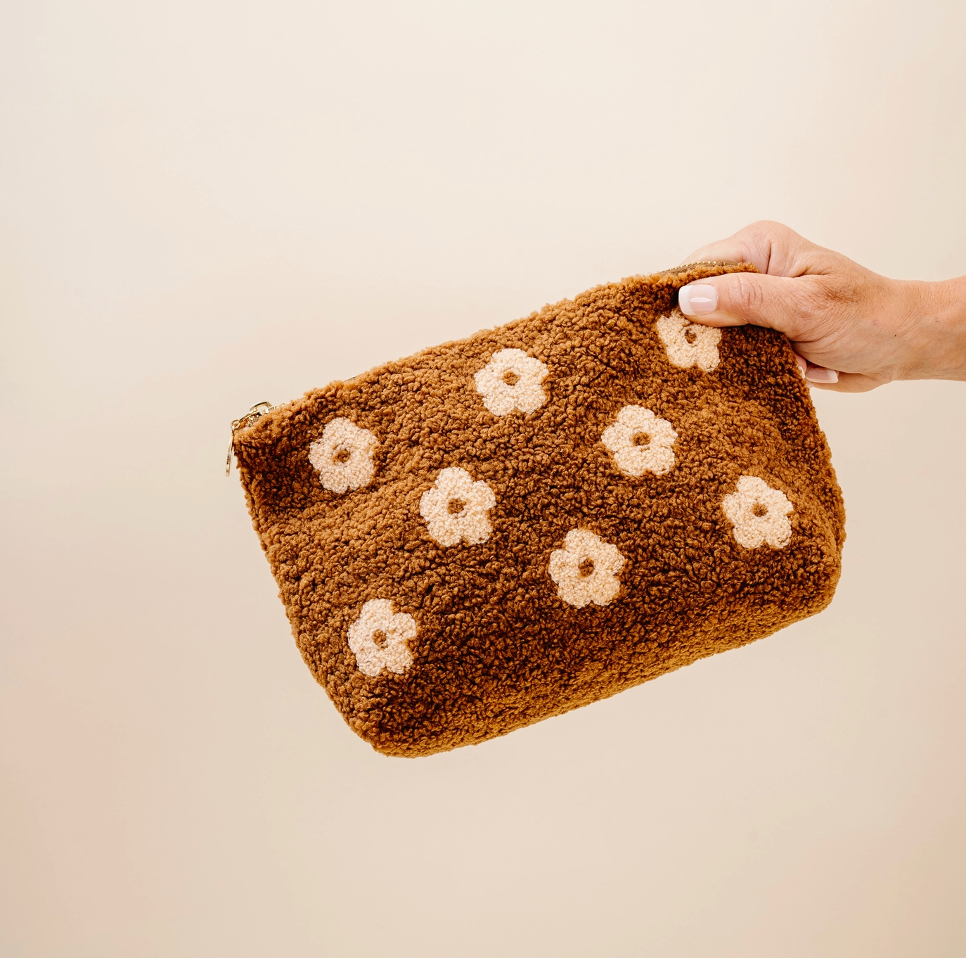 Brown Flower Teddy Pouch