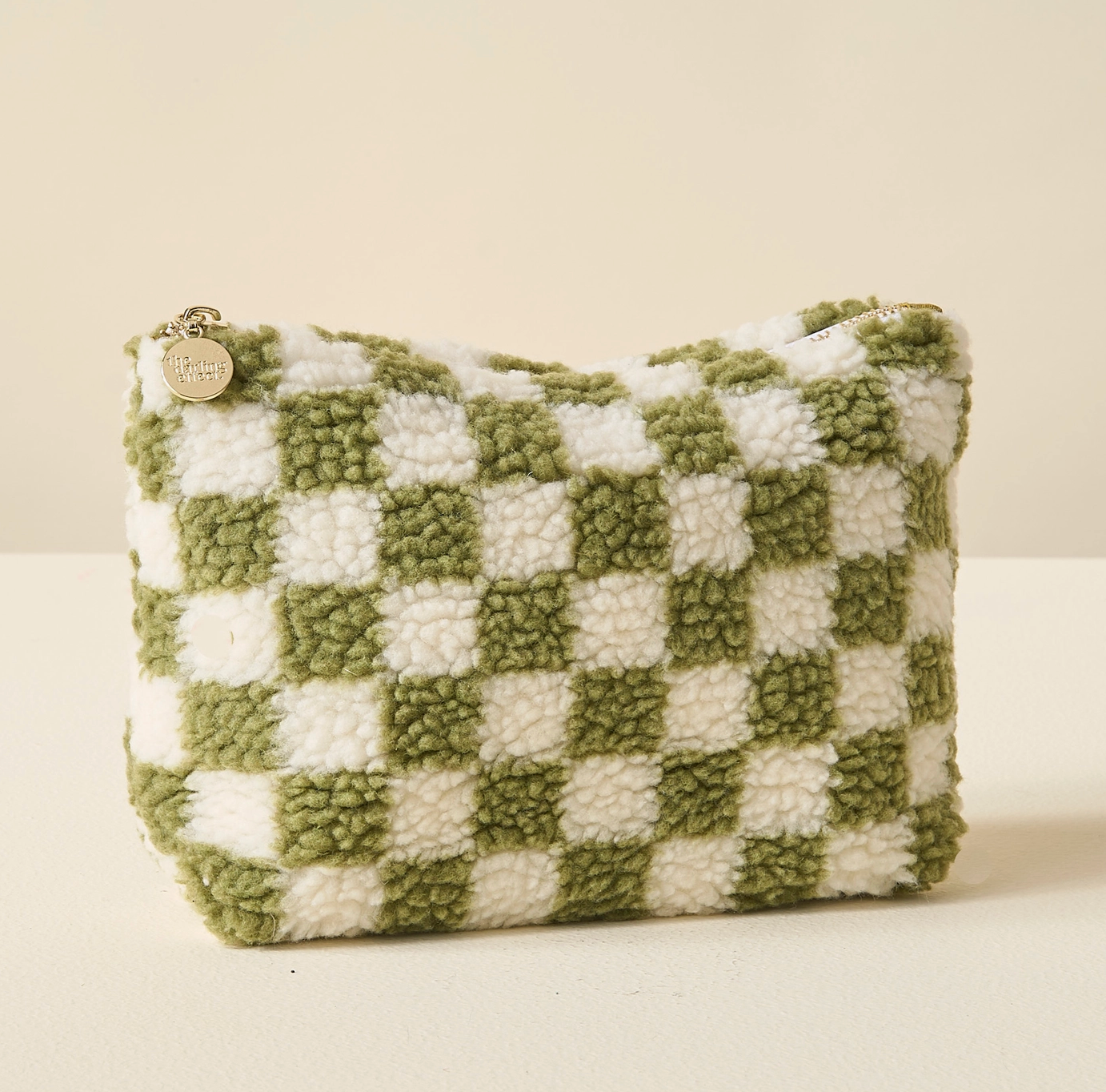 Checkered Green Teddy Pouch