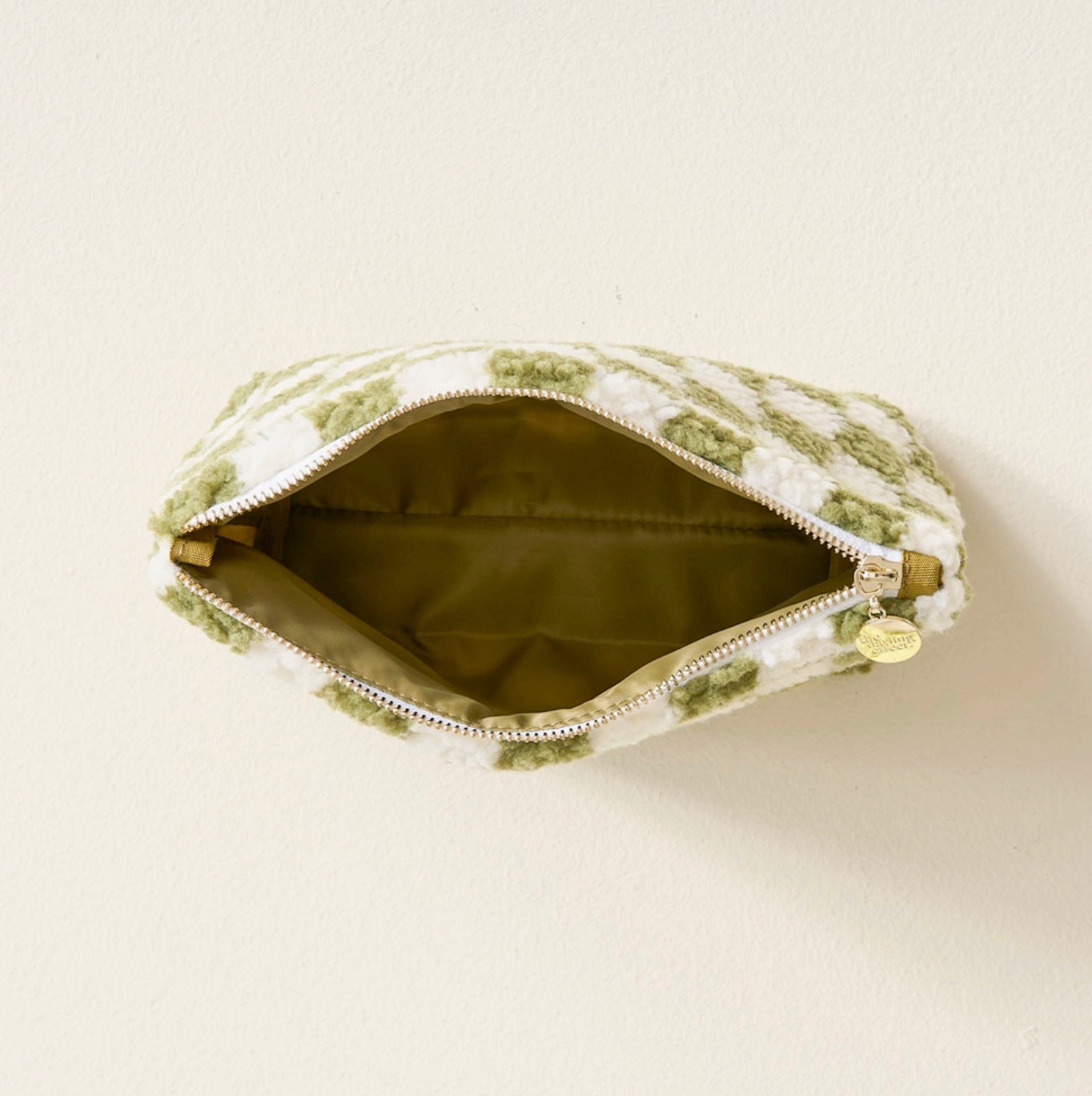 Checkered Green Teddy Pouch