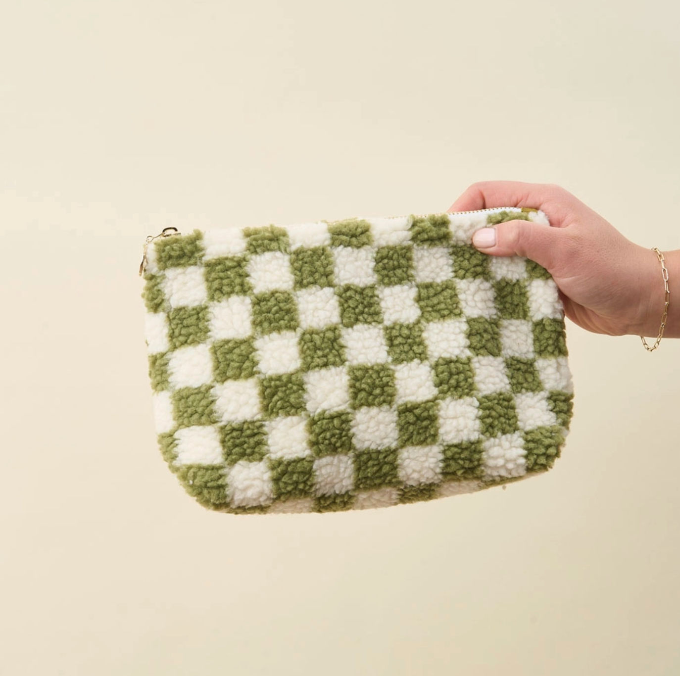 Checkered Green Teddy Pouch