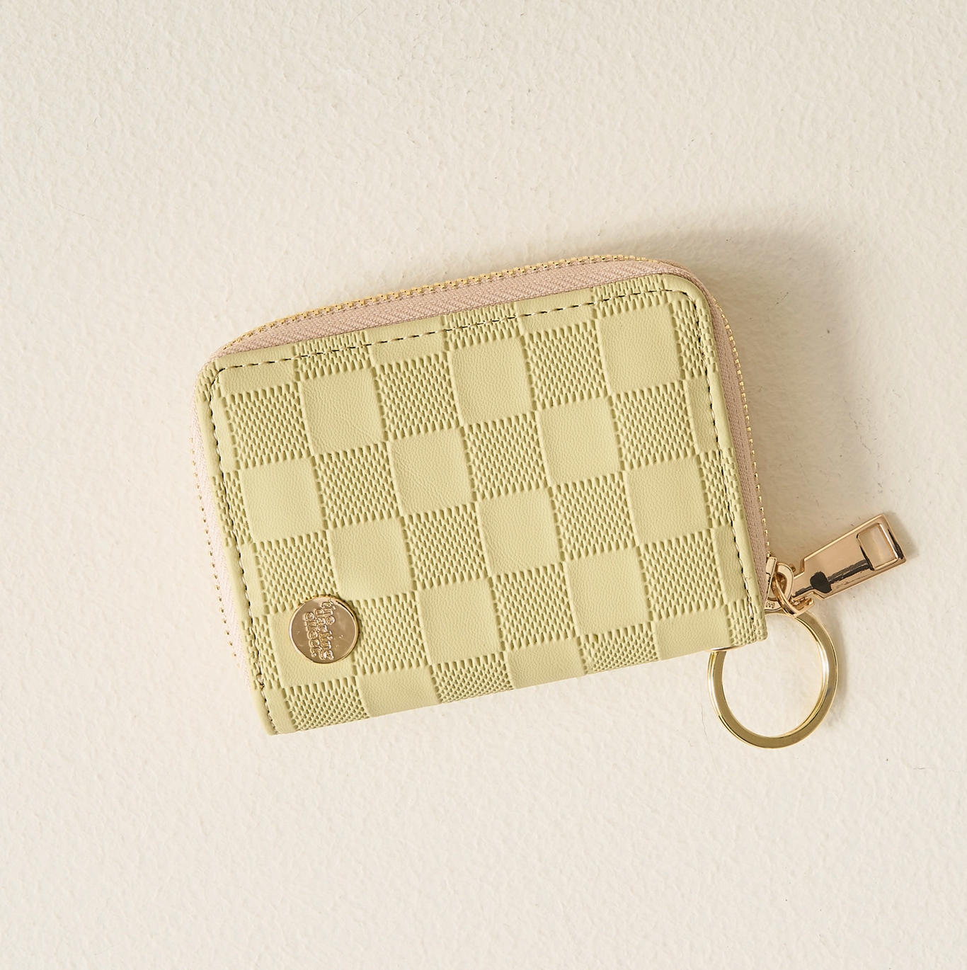 Green Checkered Zip Around Wallet