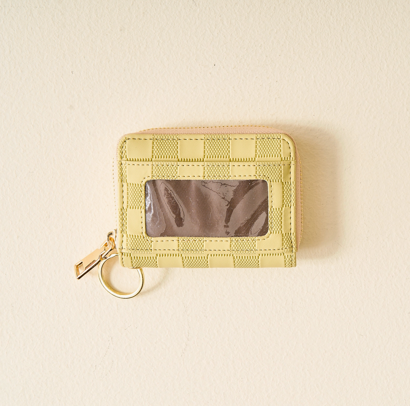 Green Checkered Zip Around Wallet