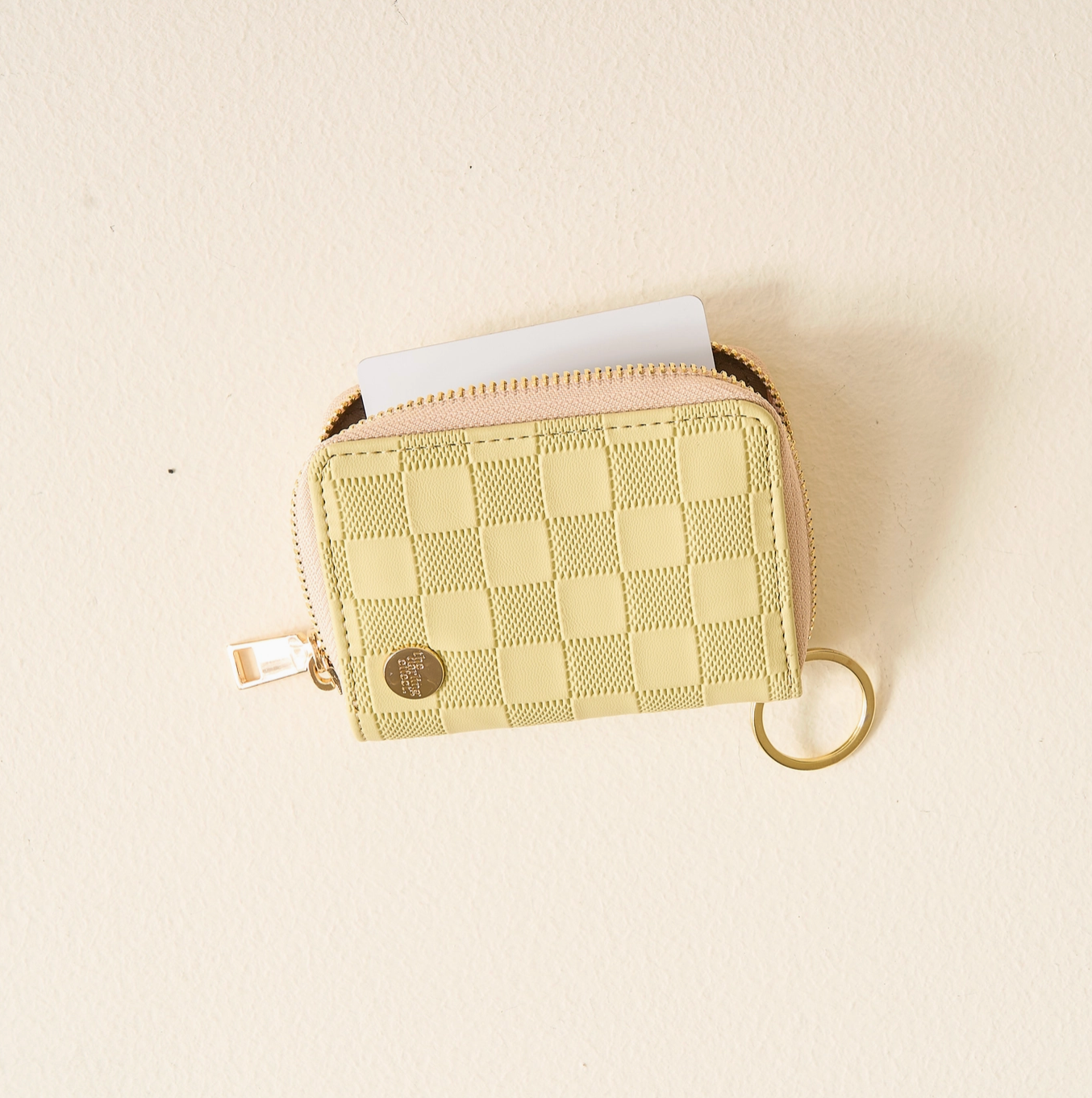 Green Checkered Zip Around Wallet