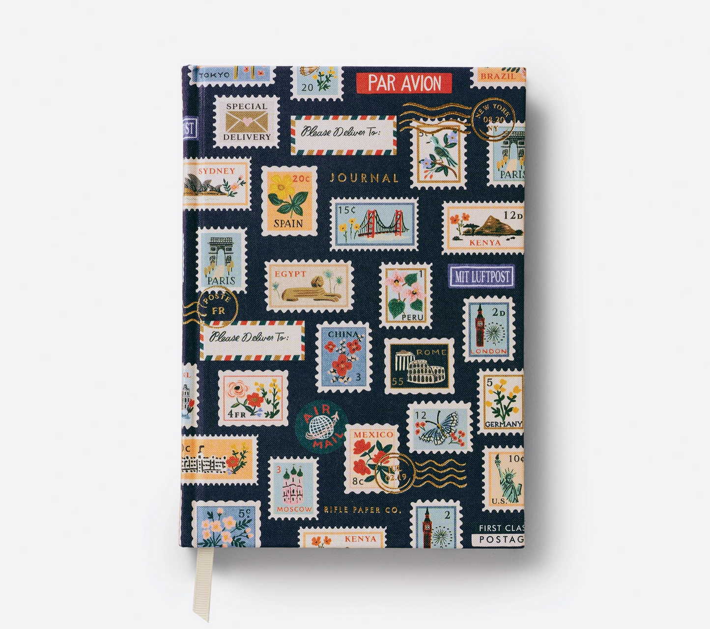 Postage Stamps Fabric Journal