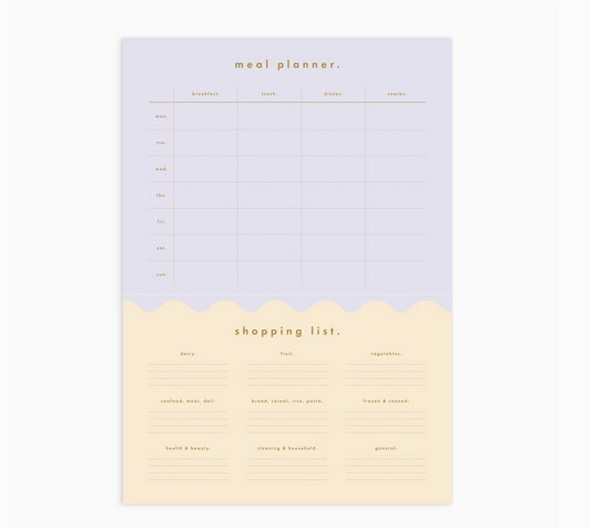 Lilac Cream Wiggle Meal Planner Notepad