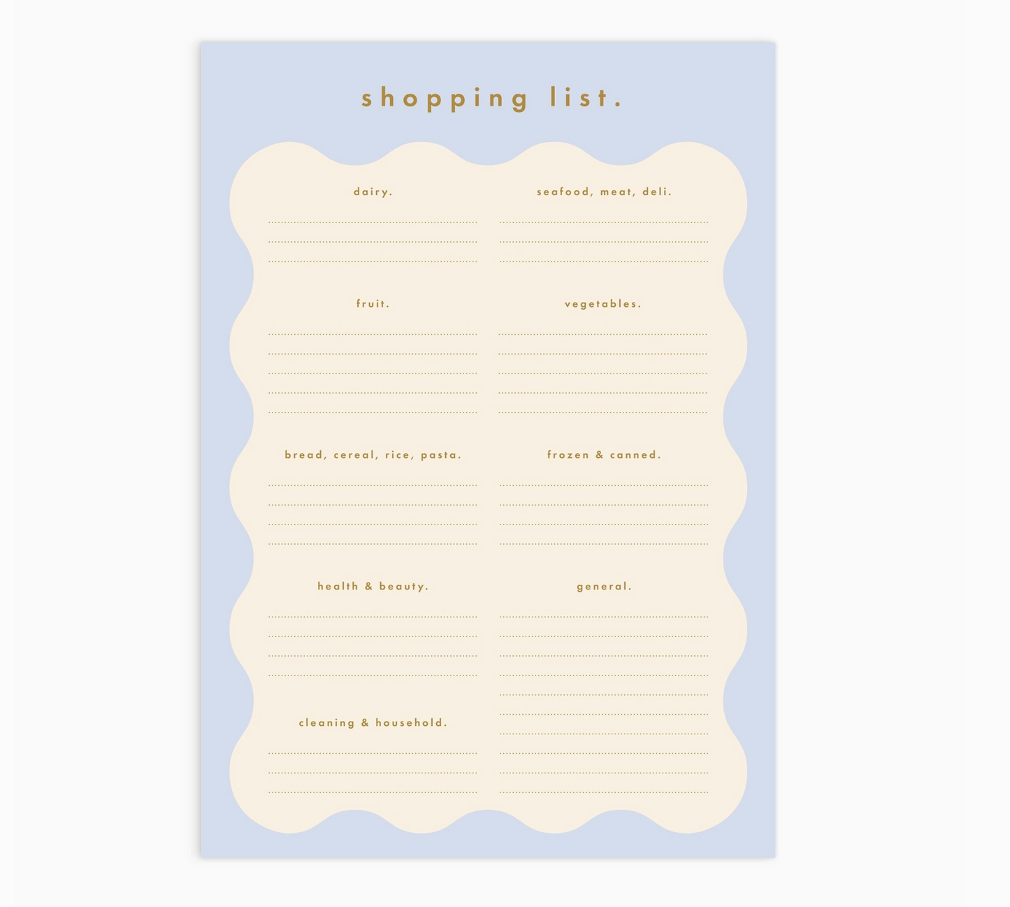 Powder Wiggle Shopping List Notepad