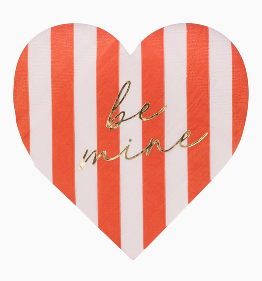 Striped Heart Cocktail Napkin