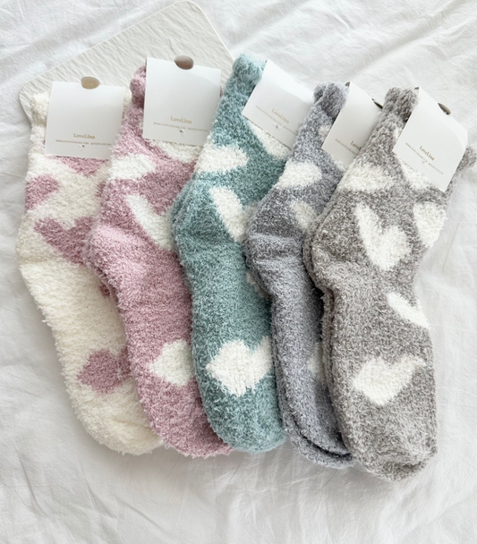 Lovely Heart Fuzzy Socks