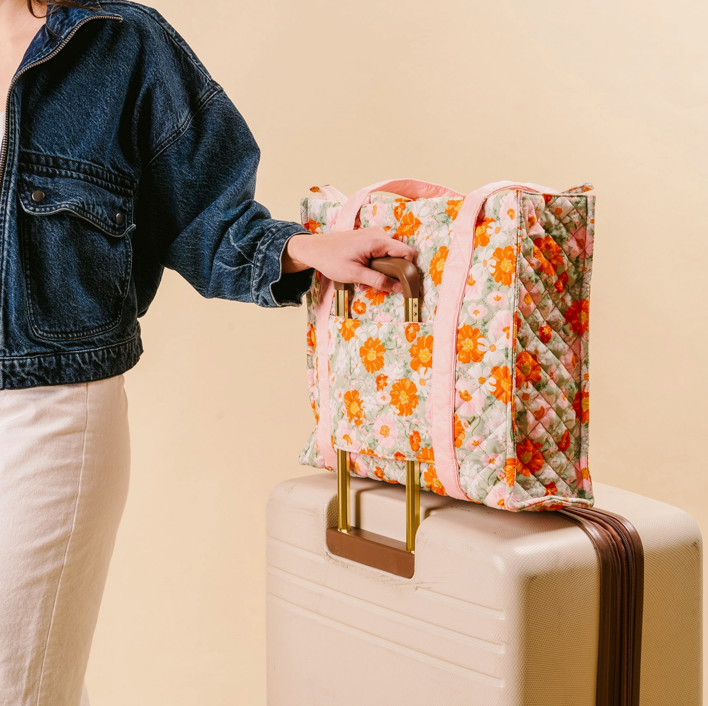 The Everyday Quilted Tote Bag - Pink Sage