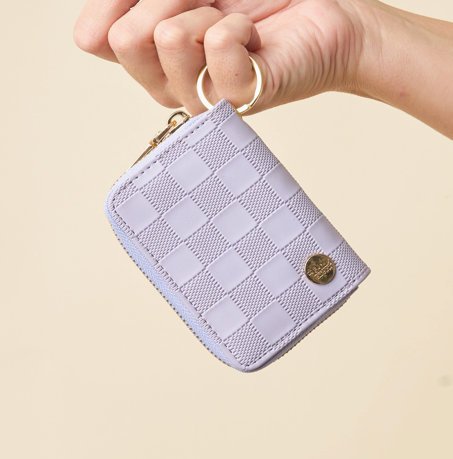 Lilac Checkered Zip Around Wallet