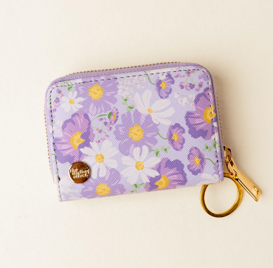 Purple Floral Zip Around Wallet