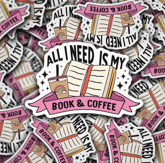 My Book and Coffee Sticker