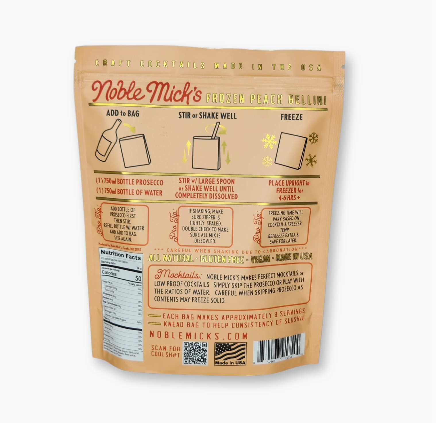Peach Bellini Frozen Cocktail Bag